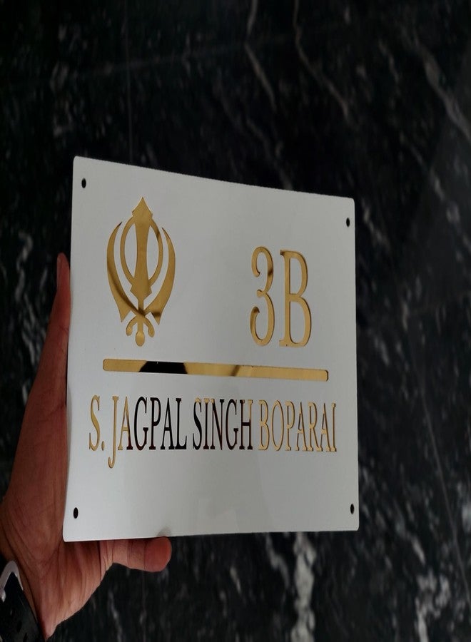 HomeEcho لوحات أسماء أبواب فاخرة مقاومة للماء من هوم إيكو، قابلة للتخصيص، لمداخل المنازل (15×30 سم) بأحرف ثلاثية الأبعاد - مثالية للمنازل والمكاتب والمداخل الخارجية، مزودة بمسامير من الفولاذ المقاوم للصدأ || لوحات أسماء الأبواب (أبيض وذهبي) - Image 4